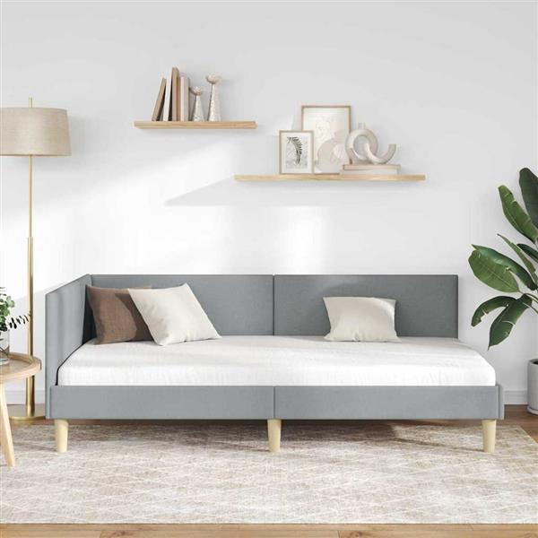 Grote foto vidaxl hoekbedframe lichtgrijs 90 x 190 cm stof en ge mproviseerd hout antiek en kunst stoelen en banken