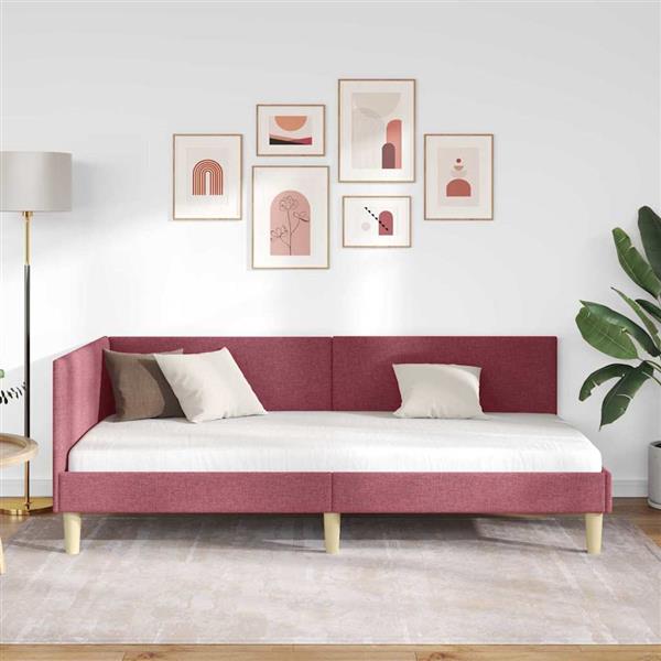 Grote foto vidaxl hoekbedframe wijnrood 80 x 200 cm stof en ge mproviseerd hout antiek en kunst stoelen en banken