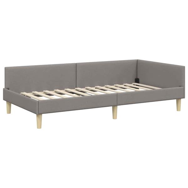 Grote foto vidaxl hoekbedframe taupe 100 x 200 cm stof en ge mproviseerd hout antiek en kunst stoelen en banken