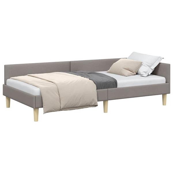 Grote foto vidaxl hoekbedframe taupe 100 x 200 cm stof en ge mproviseerd hout antiek en kunst stoelen en banken