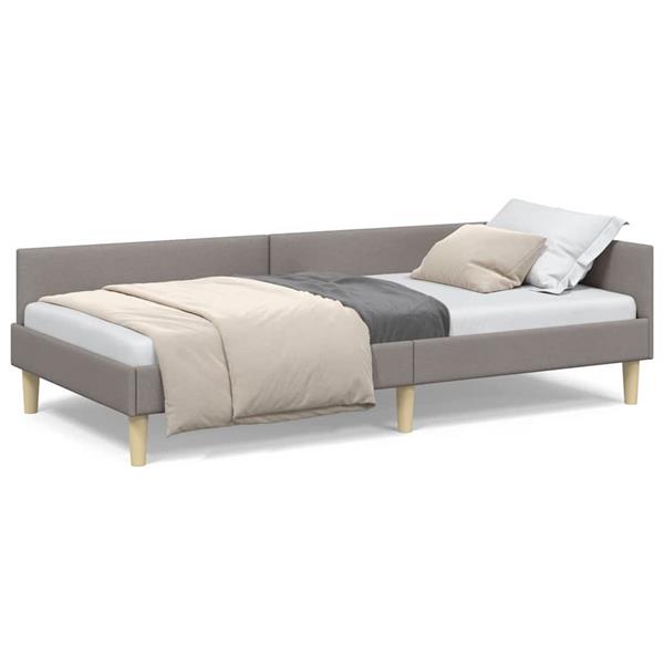 Grote foto vidaxl hoekbedframe taupe 100 x 200 cm stof en ge mproviseerd hout antiek en kunst stoelen en banken