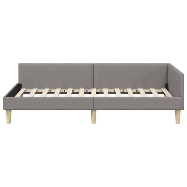 Grote foto vidaxl hoekbedframe taupe 100 x 200 cm stof en ge mproviseerd hout antiek en kunst stoelen en banken