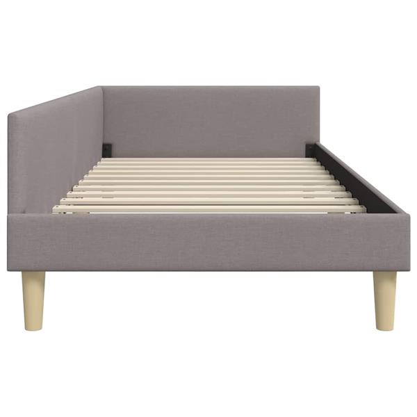 Grote foto vidaxl hoekbedframe taupe 100 x 200 cm stof en ge mproviseerd hout antiek en kunst stoelen en banken
