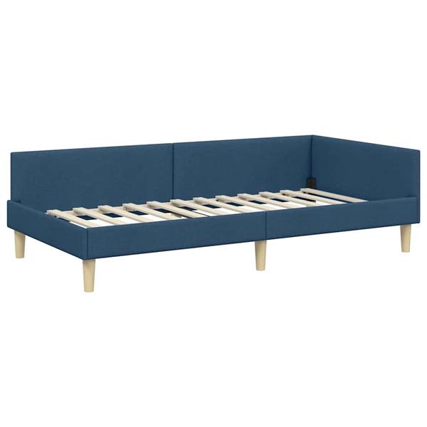 Grote foto vidaxl hoekbedframe blauw 90 x 200 cm stof en ge mproviseerd hout antiek en kunst stoelen en banken