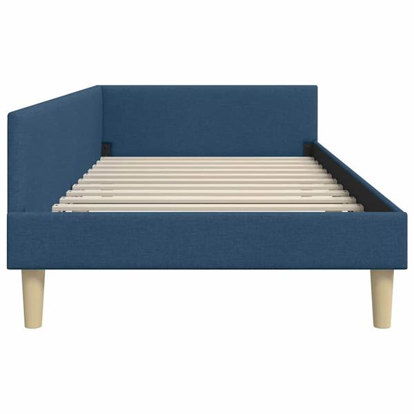 Grote foto vidaxl hoekbedframe blauw 90 x 200 cm stof en ge mproviseerd hout antiek en kunst stoelen en banken