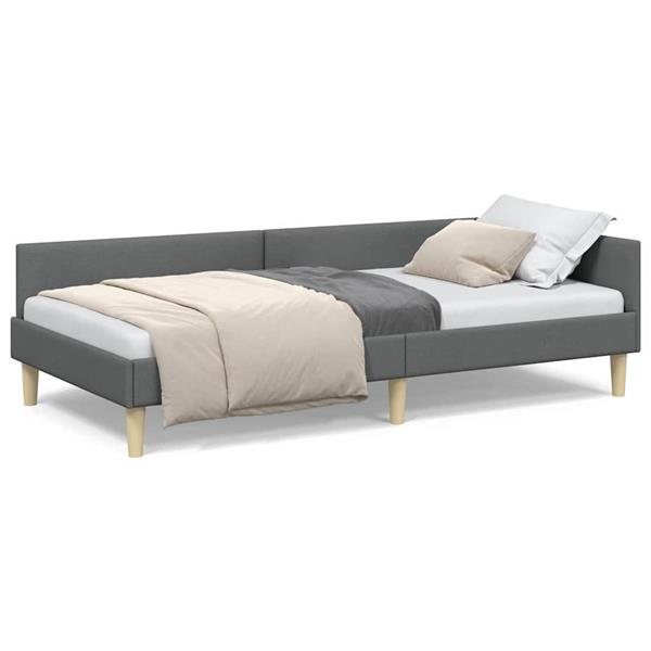 Grote foto vidaxl hoekbedframe anders met hoofdeinde donkergrijs 90 x 200 cm antiek en kunst stoelen en banken