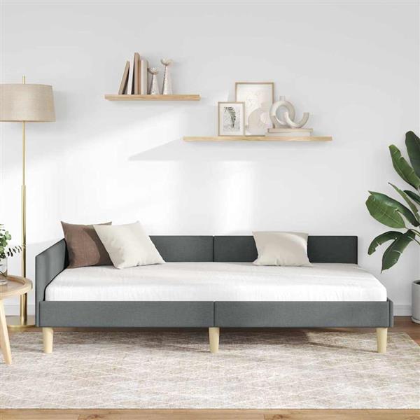 Grote foto vidaxl hoekbedframe anders met hoofdeinde donkergrijs 90 x 200 cm antiek en kunst stoelen en banken