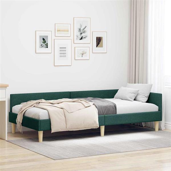 Grote foto vidaxl hoekbedframe anders met hoofdeinde donkergroen 90 x 190 cm antiek en kunst stoelen en banken
