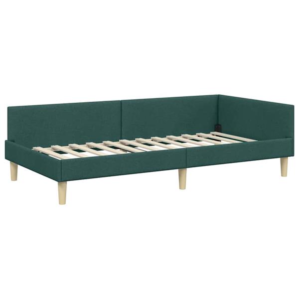 Grote foto vidaxl hoekbedframe anders met hoofdeinde donkergroen 90 x 190 cm antiek en kunst stoelen en banken
