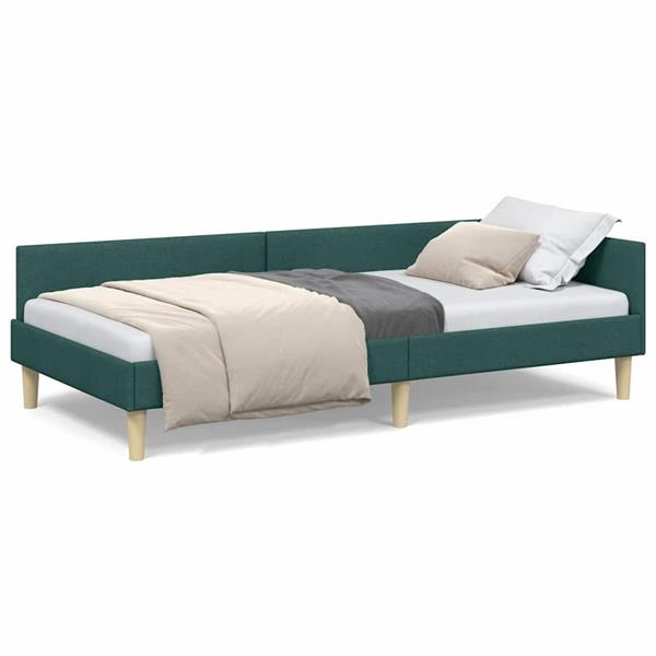 Grote foto vidaxl hoekbedframe anders met hoofdeinde donkergroen 90 x 190 cm antiek en kunst stoelen en banken
