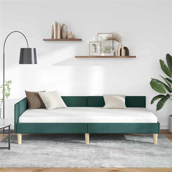 Grote foto vidaxl hoekbedframe anders met hoofdeinde donkergroen 90 x 190 cm antiek en kunst stoelen en banken