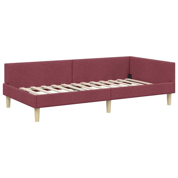 Grote foto vidaxl hoekbedframe wijnrood 90 x 190 cm stof en ge mproviseerd hout antiek en kunst stoelen en banken