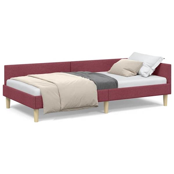 Grote foto vidaxl hoekbedframe wijnrood 90 x 190 cm stof en ge mproviseerd hout antiek en kunst stoelen en banken