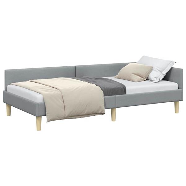 Grote foto vidaxl hoekbedframe anders met hoofdeinde lichtgrijs 100 x 200 cm antiek en kunst stoelen en banken