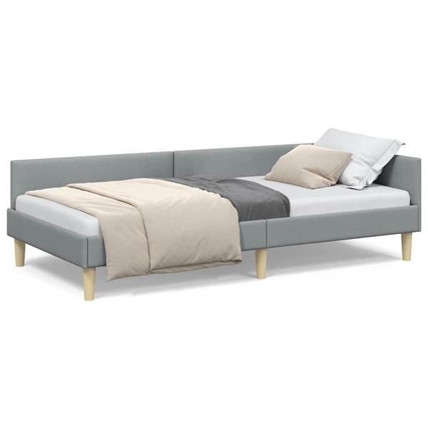 Grote foto vidaxl hoekbedframe anders met hoofdeinde lichtgrijs 100 x 200 cm antiek en kunst stoelen en banken