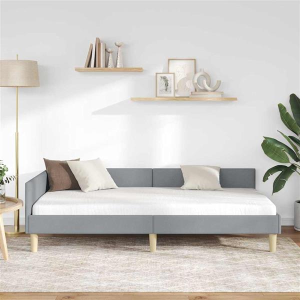 Grote foto vidaxl hoekbedframe anders met hoofdeinde lichtgrijs 100 x 200 cm antiek en kunst stoelen en banken