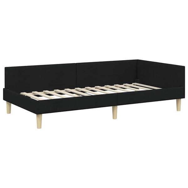 Grote foto vidaxl hoekbedframe zwart 90 x 200 cm stof en ge mproviseerd hout antiek en kunst stoelen en banken