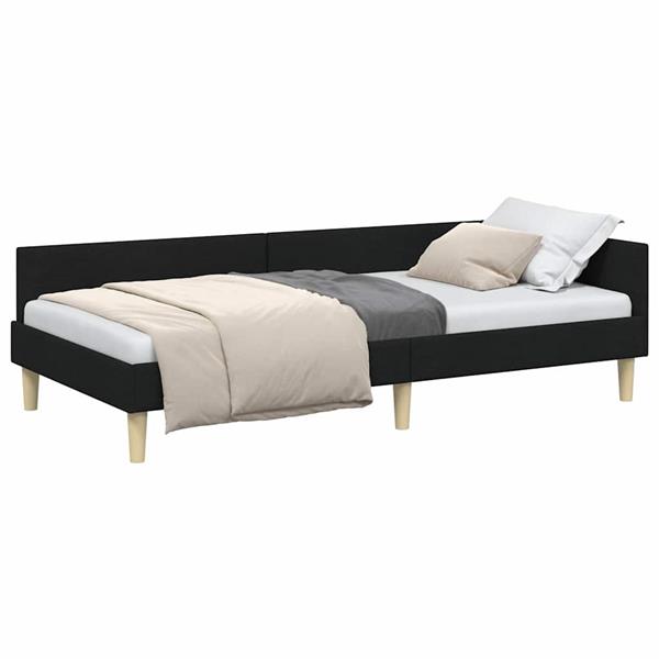 Grote foto vidaxl hoekbedframe zwart 90 x 200 cm stof en ge mproviseerd hout antiek en kunst stoelen en banken