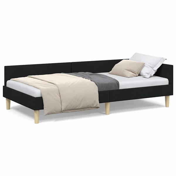 Grote foto vidaxl hoekbedframe zwart 90 x 200 cm stof en ge mproviseerd hout antiek en kunst stoelen en banken