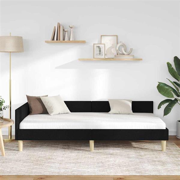 Grote foto vidaxl hoekbedframe zwart 90 x 200 cm stof en ge mproviseerd hout antiek en kunst stoelen en banken