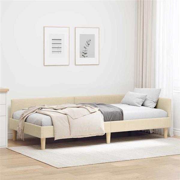 Grote foto vidaxl hoekbedframe cr me 80 x 200 cm stof en ge mproviseerd hout antiek en kunst stoelen en banken