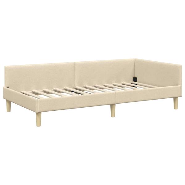 Grote foto vidaxl hoekbedframe cr me 80 x 200 cm stof en ge mproviseerd hout antiek en kunst stoelen en banken