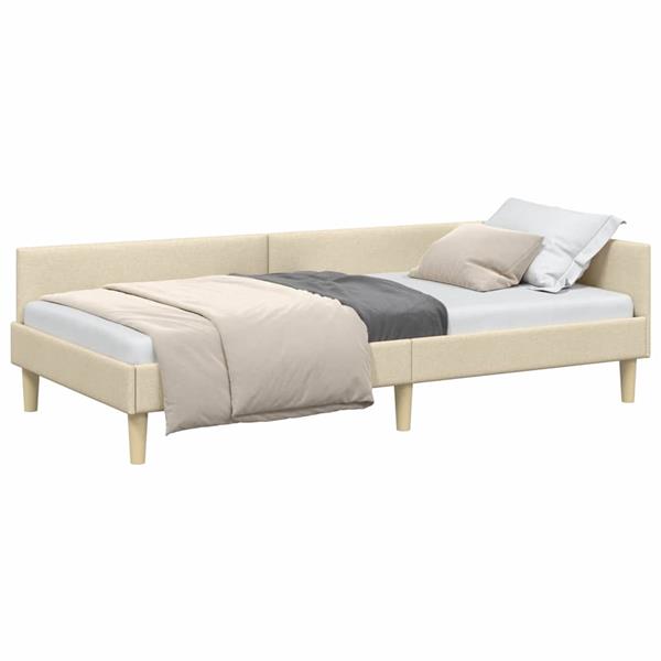 Grote foto vidaxl hoekbedframe cr me 80 x 200 cm stof en ge mproviseerd hout antiek en kunst stoelen en banken
