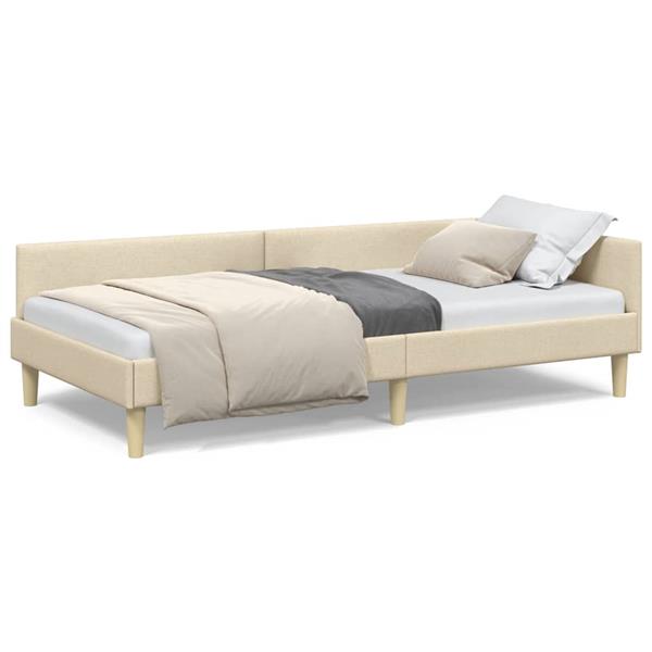 Grote foto vidaxl hoekbedframe cr me 80 x 200 cm stof en ge mproviseerd hout antiek en kunst stoelen en banken