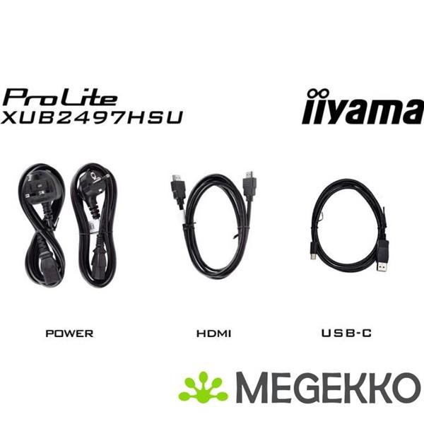 Grote foto iiyama prolite xub2497hsn b2 24 full hd 100hz usb c ips monitor computers en software overige computers en software