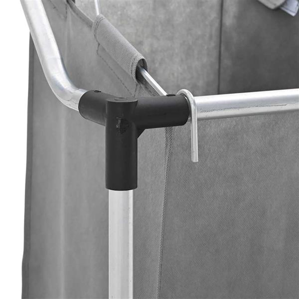 Grote foto vidaxl wasmand met wielen 3 vakken grijs huis en inrichting overige huis en inrichting