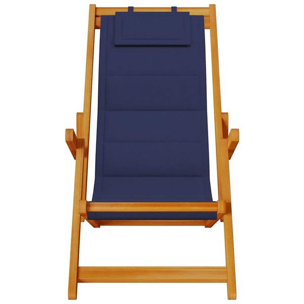 Grote foto vidaxl opvouwbare stoel met armleuningen blauw acaciahout en textiel tuin en terras tuinmeubelen