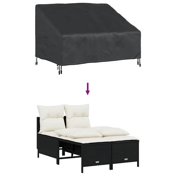 Grote foto vidaxl tuinbankhoes zwart 130 x 95 x 40 80 cm 600d stof tuin en terras tuinmeubelen