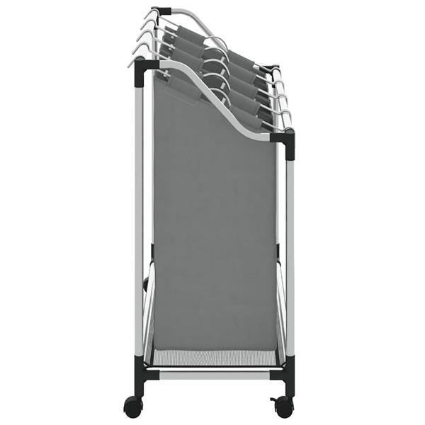 Grote foto vidaxl wasmand met wielen 4 vakken grijs huis en inrichting overige huis en inrichting