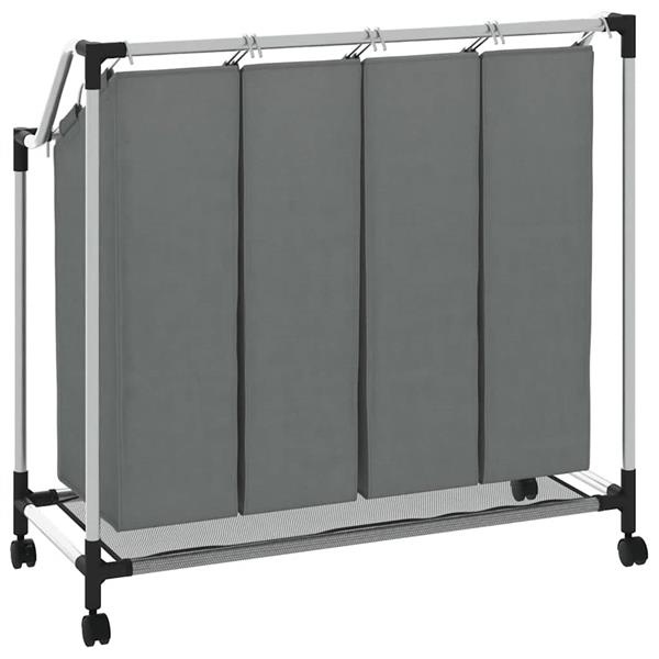 Grote foto vidaxl wasmand met wielen 4 vakken grijs huis en inrichting overige huis en inrichting