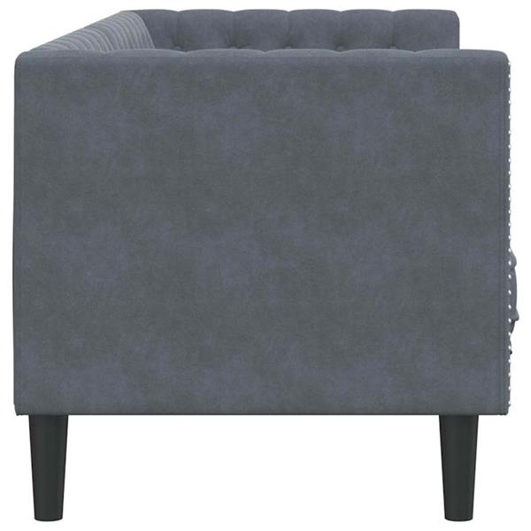 Grote foto vidaxl chesterfieldbank donkergrijs 194 x 74.5 x 70.5 cm fluweel huis en inrichting bankstellen