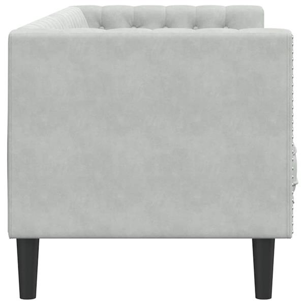 Grote foto vidaxl chesterfieldbank anders lichtgrijs 194 x 74.5 x 70.5 cm fluweel huis en inrichting bankstellen