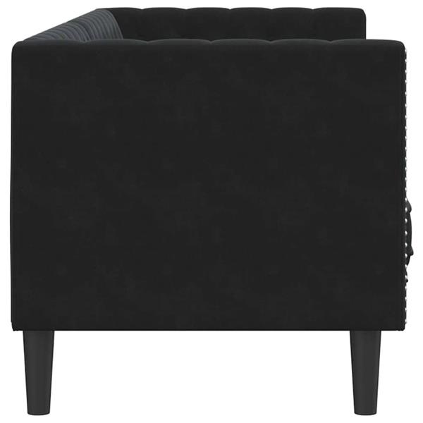 Grote foto vidaxl chesterfieldbank met kussen zwart 194 x 74.5 x 70.5 cm fluweel huis en inrichting bankstellen