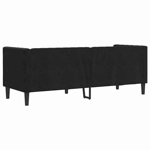 Grote foto vidaxl chesterfieldbank met kussen zwart 194 x 74.5 x 70.5 cm fluweel huis en inrichting bankstellen