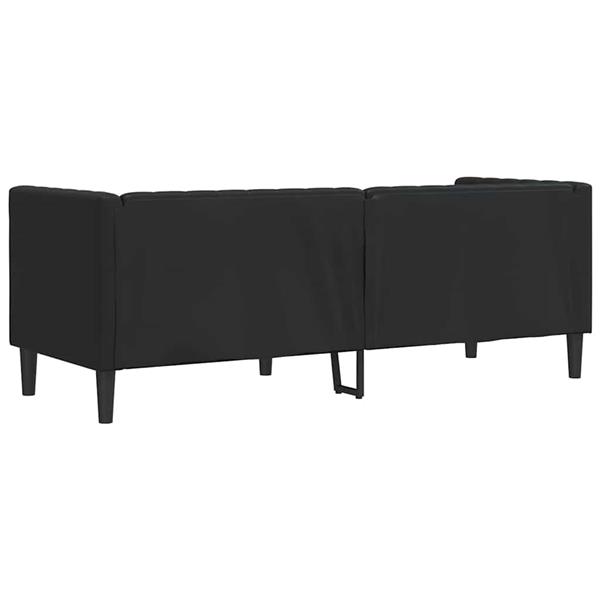 Grote foto vidaxl chesterfieldbank geruit zwart 194 x 74.5 x 70.5 cm kunstleer huis en inrichting bankstellen