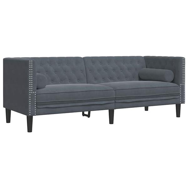 Grote foto vidaxl chesterfieldbank donkergrijs 194 x 74.5 x 70.5 cm fluweel huis en inrichting bankstellen