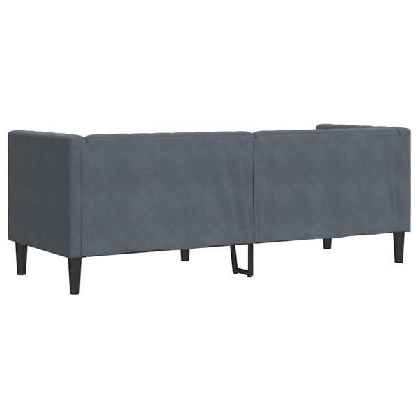 Grote foto vidaxl chesterfieldbank donkergrijs 194 x 74.5 x 70.5 cm fluweel huis en inrichting bankstellen