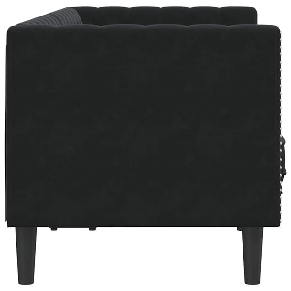 Grote foto vidaxl chesterfieldbank met kussen zwart 174 x 74.5 x 70.5 cm fluweel huis en inrichting bankstellen