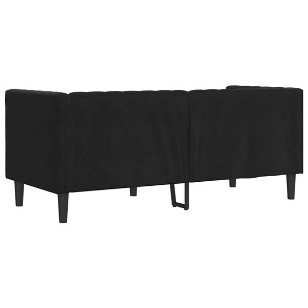 Grote foto vidaxl chesterfieldbank met kussen zwart 174 x 74.5 x 70.5 cm fluweel huis en inrichting bankstellen