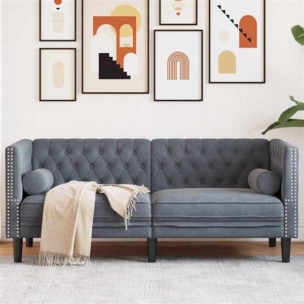 Grote foto vidaxl chesterfieldbank donkergrijs 174 x 74.5 x 70.5 cm fluweel huis en inrichting bankstellen