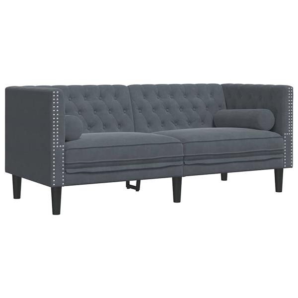 Grote foto vidaxl chesterfieldbank donkergrijs 174 x 74.5 x 70.5 cm fluweel huis en inrichting bankstellen