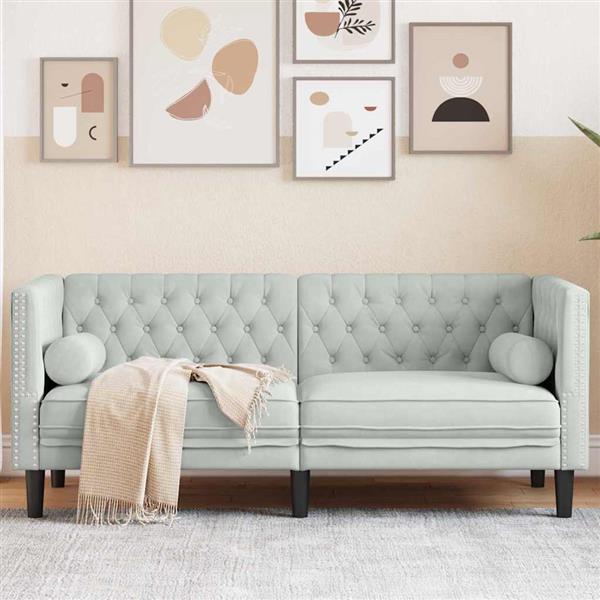 Grote foto vidaxl chesterfieldbank anders lichtgrijs 174 x 74.5 x 70.5 cm fluweel huis en inrichting bankstellen