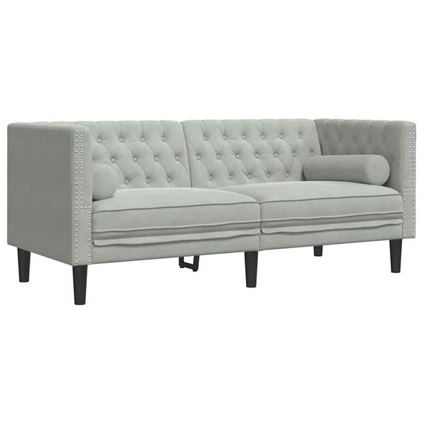 Grote foto vidaxl chesterfieldbank anders lichtgrijs 174 x 74.5 x 70.5 cm fluweel huis en inrichting bankstellen