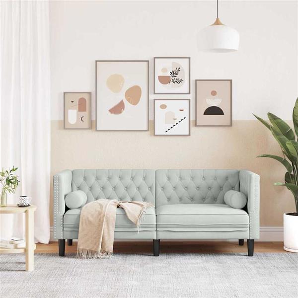 Grote foto vidaxl chesterfieldbank anders lichtgrijs 174 x 74.5 x 70.5 cm fluweel huis en inrichting bankstellen
