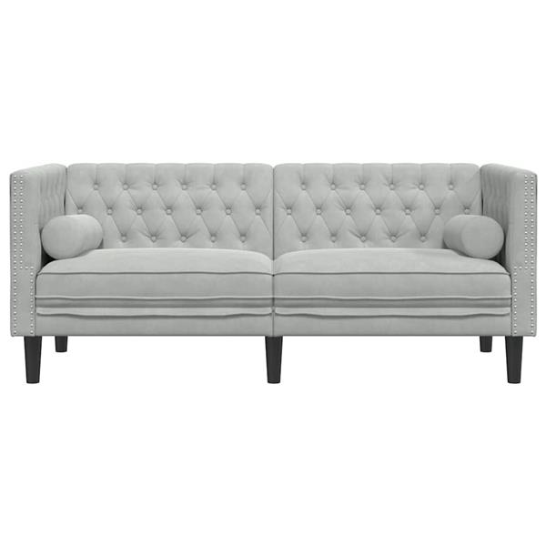 Grote foto vidaxl chesterfieldbank anders lichtgrijs 174 x 74.5 x 70.5 cm fluweel huis en inrichting bankstellen