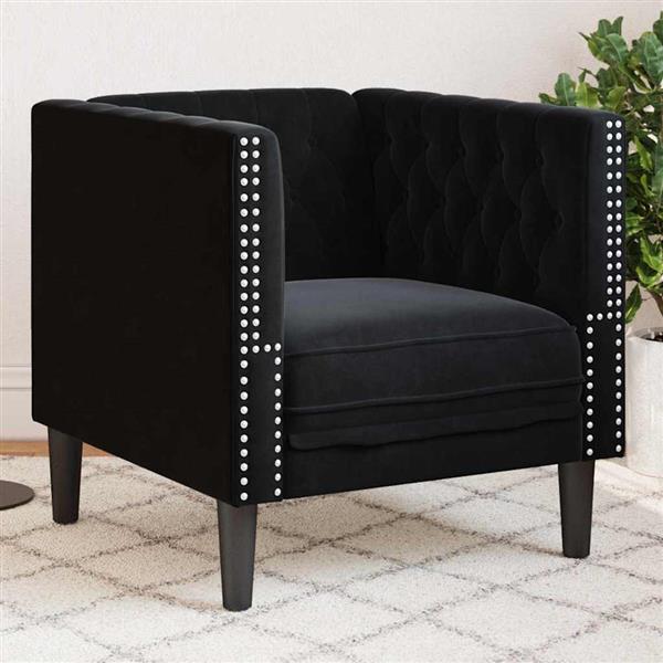 Grote foto vidaxl chesterfield bank stoel zwart 71 x 74.5 x 70.5 cm fluweel huis en inrichting bankstellen